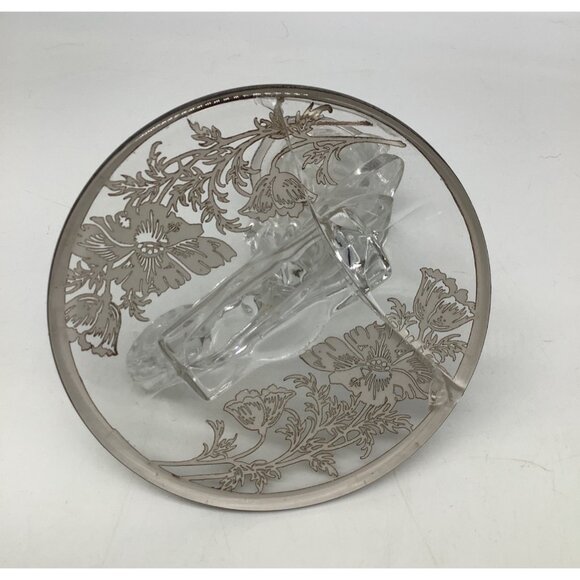 Silver City Vintage Glass Candle Holders With Poppy Flower Silver Overlay READ - Picture 7 of 9